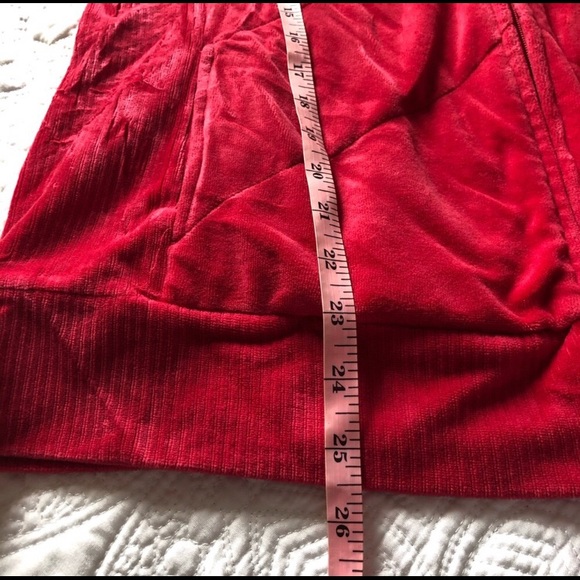 D&CO Velour Zip Up Vest Red Pockets Collar Y2K Style Size Medium - Picture 4 of 5